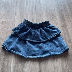 Blue Denim Skirt with Ruffle